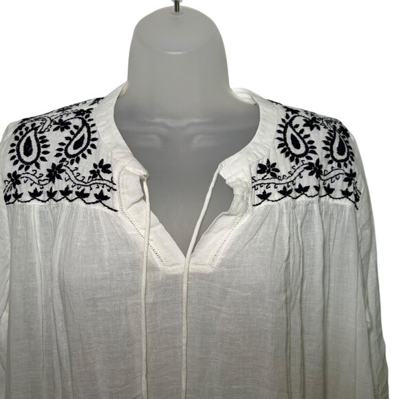 Roller Rabbit Lucknow Serafina Tunic White Navy Embroidered Tassel S - Picture 6 of 8